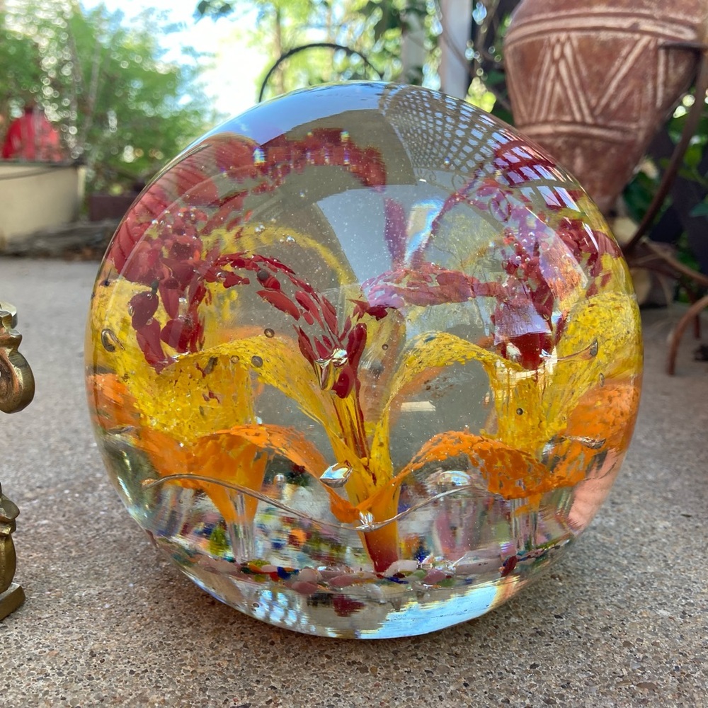 Colorful Huge Magnum Glass Sphere Paperweight with Stand - Picture 6 of 15